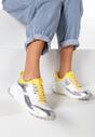 Biało-Żółte Skórzane Sneakersy Pirerises