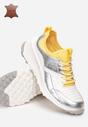 Biało-Żółte Skórzane Sneakersy Pirerises