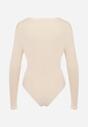 Jasnobeżowe Body z Wiskozą i Kopertowym Dekoltem Candletree