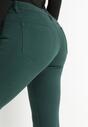 Zielone Spodnie Skinny z Napami na Nogawkach Laodella