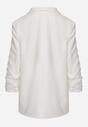 Biała Marynarka Bez Zapięć z Ozdobnym Marszczeniem i Imitacją Kieszeni Phelotis