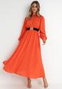Pomarańczowa Sukienka z Paskiem Laodyle