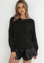 Czarny Sweter z Metaliczną Nitką Floy