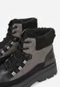 Czarno-Szare Traperki Sznurowane Trapery Jette