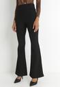 Czarne Spodnie Dzwony z Prążkowanej Dzianiny Shafiqa