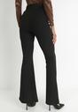 Czarne Spodnie Dzwony z Prążkowanej Dzianiny Shafiqa