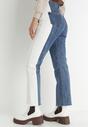 Niebieskie Jeansy Straight z Lampasami Bawełniane Nafa