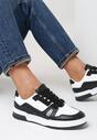 Czarno-Białe Sneakersy Sznurowane z Ekoskóry Kella