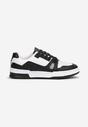 Czarno-Białe Sneakersy Sznurowane z Ekoskóry Kella