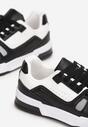 Czarno-Białe Sneakersy Sznurowane z Ekoskóry Kella