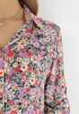 Fioletowa Sukienka Koszulowa w Kwiaty Myreope