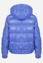 Niebieska Kurtka z Chowanym Kapturem Metaliczna Pikowana Ozruzi