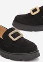 Czarne Mokasyny z Klamerką i Cyrkoniami Drethegian