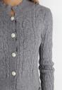 Szary Kardigan Zapinany w Warkocze Galiche