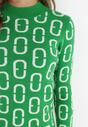 Zielony Sweter z Półgolfem w Geometryczny Wzór Asys