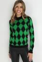Zielony Sweter w Romby z Półgolfem Atrilles