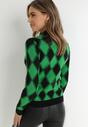 Zielony Sweter w Romby z Półgolfem Atrilles