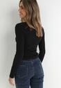 Czarna Bluzka Bawełniana z Marszczeniem Despina