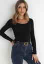 Czarna Bluzka Bawełniana z Marszczeniem Despina