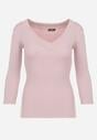Ciemnoróżowa Bluzka z Bawełny z Trójkątnym Dekoltem Sesep