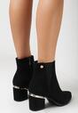 Czarne Botki na Słupku z Metaliczną Wstawką Mildenhall