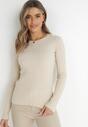 Jasnobeżowy Sweter Prążkowany Nawira