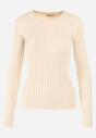 Jasnobeżowy Sweter Prążkowany Nawira