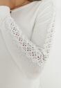 Biały Sweter z Koronką i Cyrkoniami Izzat