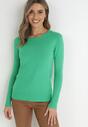 Zielony Sweter z Okrągłym Dekoltem Gładki Irishi
