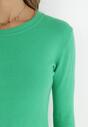 Zielony Sweter z Okrągłym Dekoltem Gładki Irishi