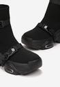 Czarne Sneakersy z Elastyczną Prążkowaną Cholewką Na Platformie Onthe