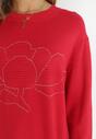 Czerwony Sweter Oversize z Cyrkoniami Cama