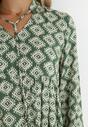 Zielona Sukienka Rozkloszowana w Geometryczny Wzór Zirami