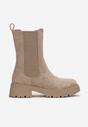 Beżowe Botki Sztyblety z Elastyczną Wstawką Rovea