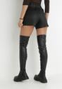 Czarne Szorty z Imitacji Skóry z Klamerkami Mihi