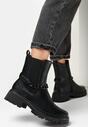 Czarne Botki Sztyblety z Łańcuchem Fazi