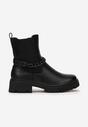 Czarne Botki Sztyblety z Łańcuchem Fazi