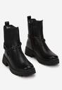 Czarne Botki Sztyblety z Łańcuchem Fazi