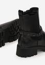 Czarne Botki Sztyblety z Łańcuchem Fazi
