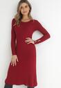 Bordowa Sukienka Dzianinowa z Kaszmirem Dasha