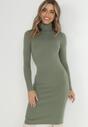 Ciemnozielona Sukienka Dzianinowa z Kaszmirem Valke