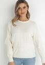 Biała Wełniana Bluzka z Falbanką Barme