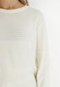 Biała Wełniana Bluzka z Falbanką Barme