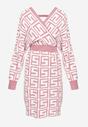 Różowa Sukienka Wełniana w Geometryczny Wzór Itasoi