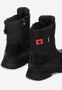 Czarno-Czerwone Botki z Suwakiem Atikah