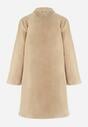 Beżowy Płaszcz Futerkowy Jednorzędowy Raso