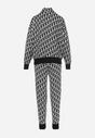 Czarno-Biały 2-częściowy Komplet Dzianinowy z Bluzą i Spodniami Bolke