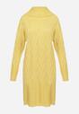 Żółta Sukienka Dzianinowa o Grubym Splocie z Golfem Aloma
