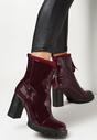 Bordowe Botki Lakierowane na Słupku Hypsousa