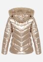 Beżowa Kurtka Pikowana z Odpinanym Futerkiem Hedra